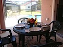 Poolside patio dining
